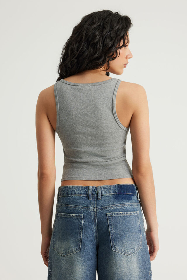 Henley Scoop Neck Tank, DARK MARLE