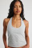Scoop Neck Halter Top, GREY MARLE - alternate image 4