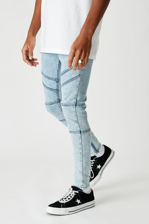 Zip Panel Super Skinny Jean, PALE ACID BLUE