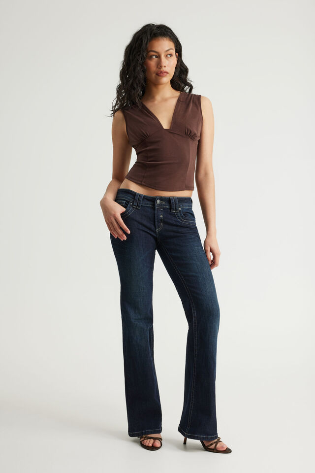 Soft Washed V Neck Top, BROWN SUGAR