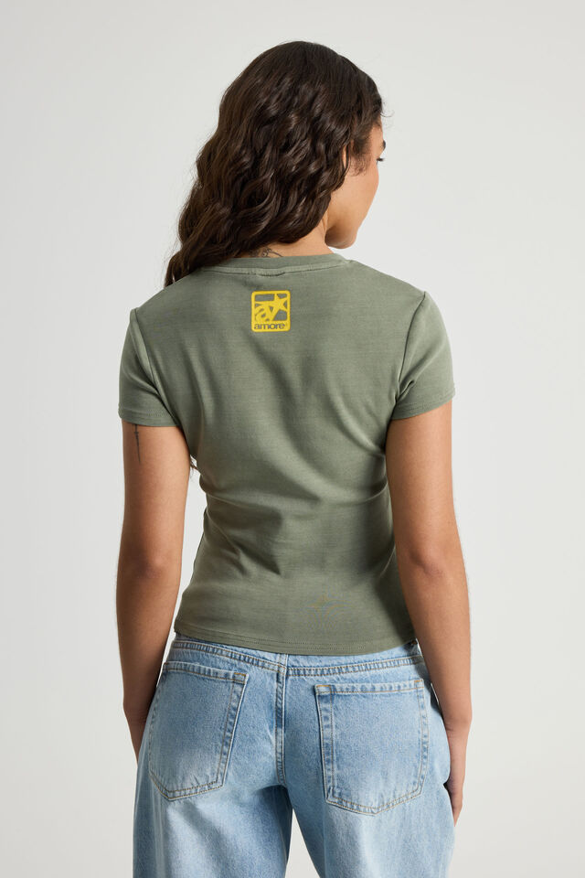 Fitted Graphic Tee, WASHED KHAKI/AMORE STUDIOS