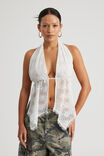 Backless Halter Tie Top, WHITE LACE - alternate image 1