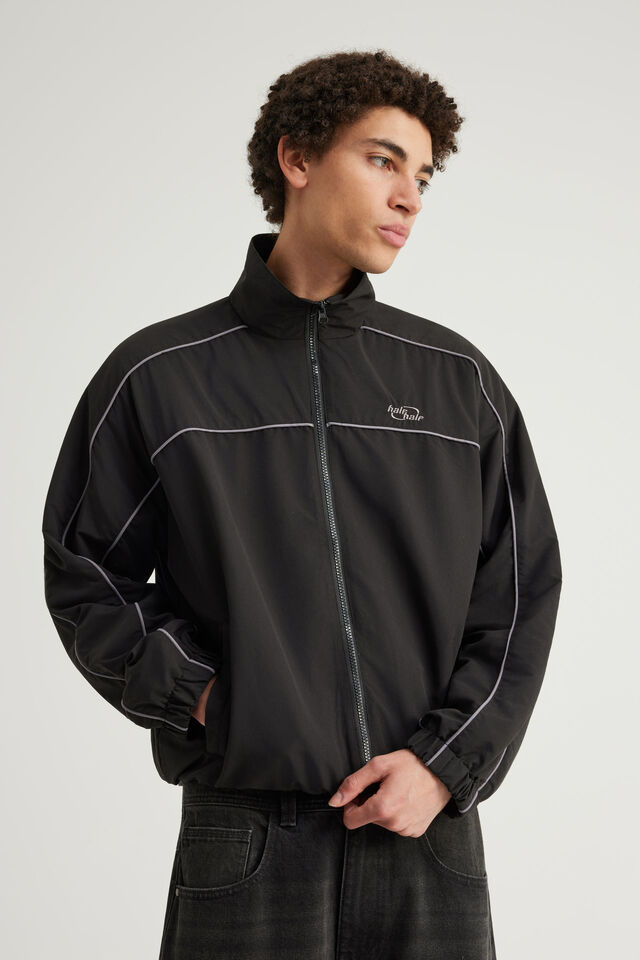 Half Half Shell Jacket, BLACK/GREY PIPING