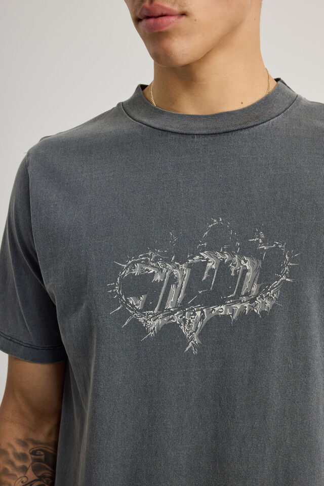 Notion Vintage Slim Fit Graphic Tshirt, NTN WASHED SLATE/CHROME FLAME