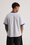Half Half Slim Fit Ringer Tshirt, HH SILVER MARLE/BLUE WIDE HALF HALF PILL - alternate image 3