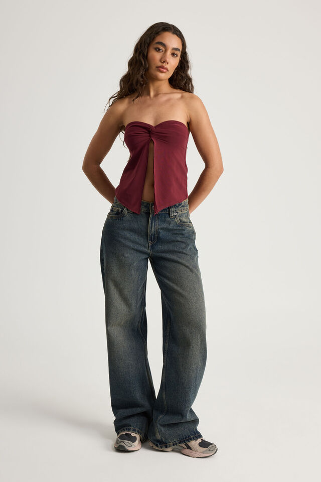 Knot Front Split Bandeau, BORDEAUX