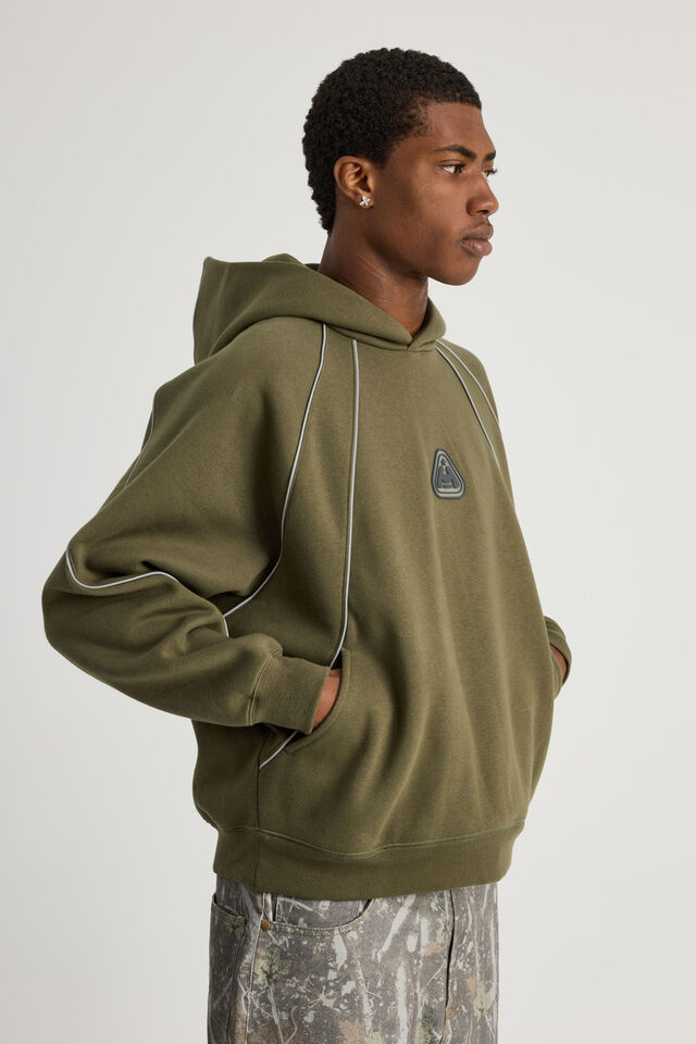 Half Half Hoodie, HH DEEP KHAKI/PIPING