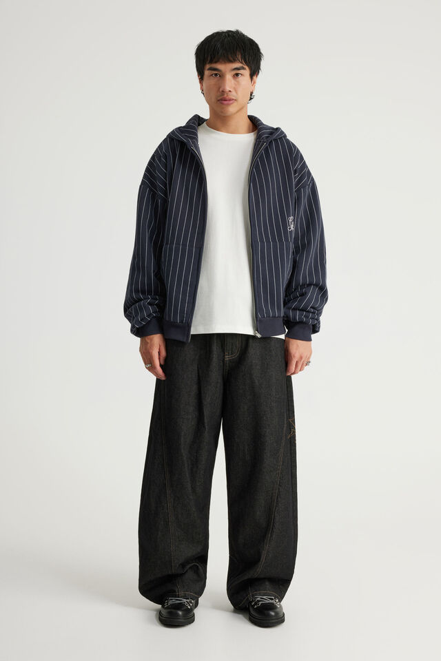 Open Gallery Zip Thru Hoodie, OG NAVY PINSTRIPE/GALLERY