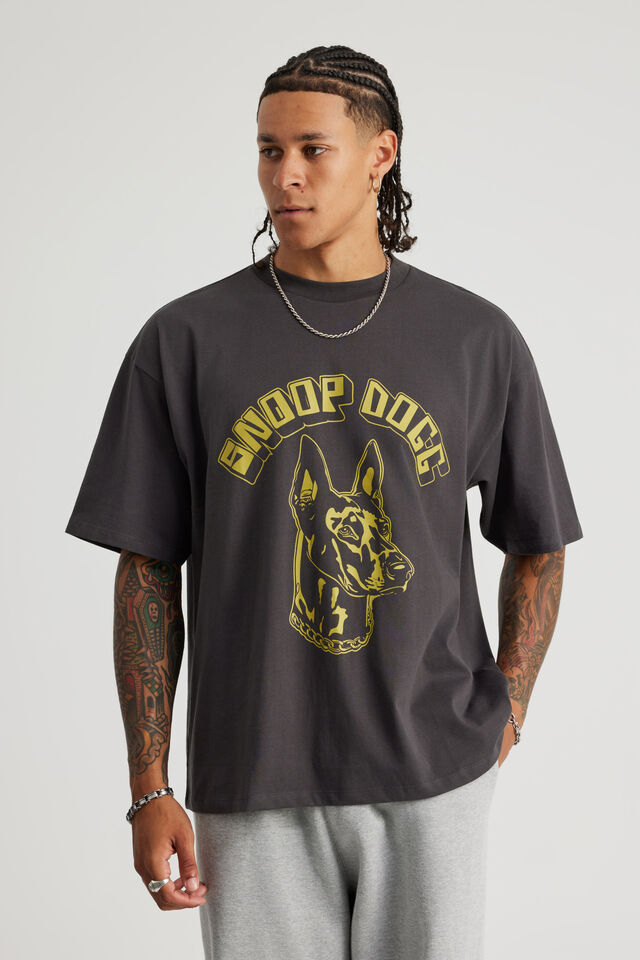 Box Fit Music Merch T Shirt, LCN BRA SLATE/SNOOP DOGG