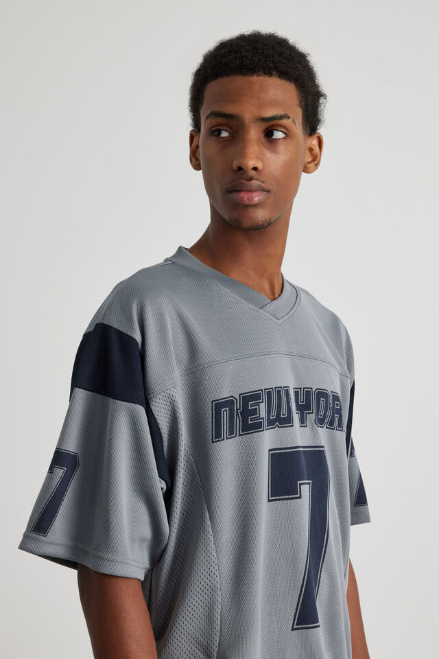 Half Half Panelled Jersey, CONCRETE/NAVY BLAZER