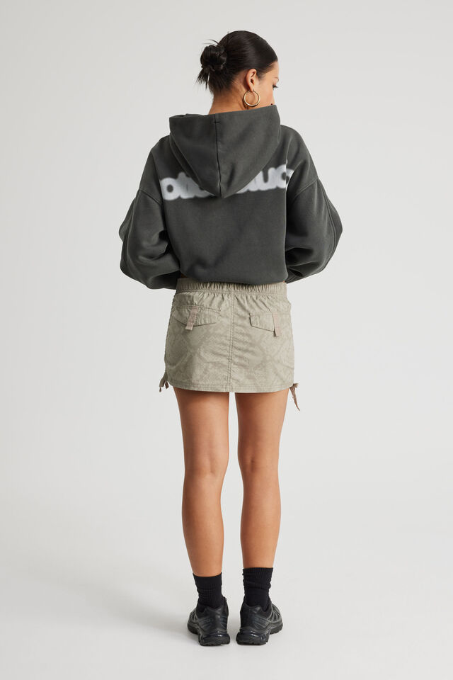 Elastic Waist Cargo Skirt, PEBBLE SNAKESKIN