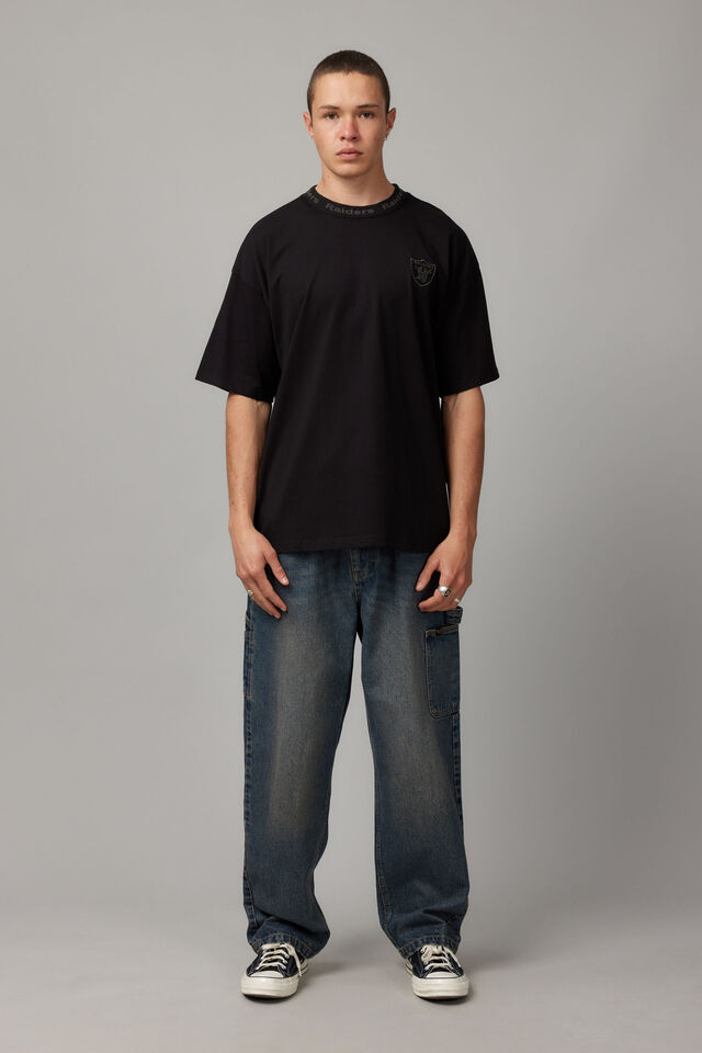 Oversized Nfl T Shirt, LCN NFL BLACK/RAIDERS TONAL NECK RIB