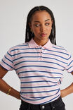 Short Sleeve Polo Top, PINK STRIPE - alternate image 4