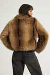 Miss World Cropped Faux Fur Jacket, CINNAMON - example image 3
