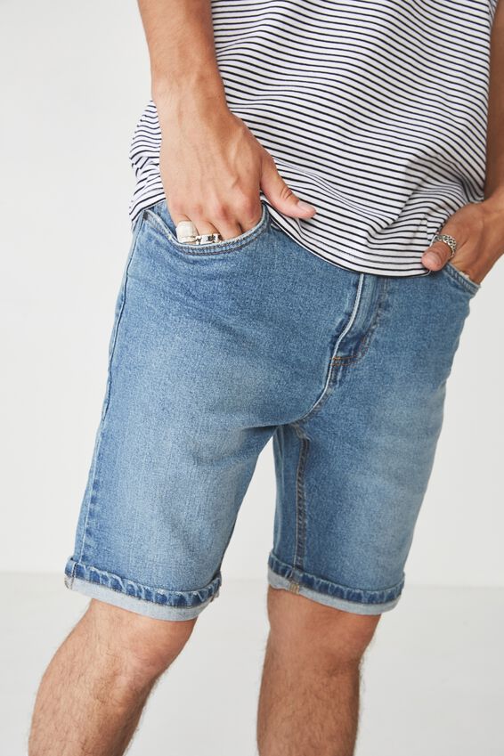 Tapered Denim Short, VINTAGE BLUE