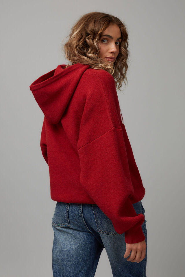 Oversized Jacquard Knit Hoodie, SCOOTER/BROOKLYN