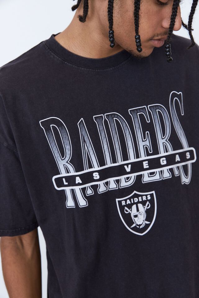 Oversized Nfl T Shirt, LCN NFL WASHED BLACK/RAIDERS FADE BLOCK