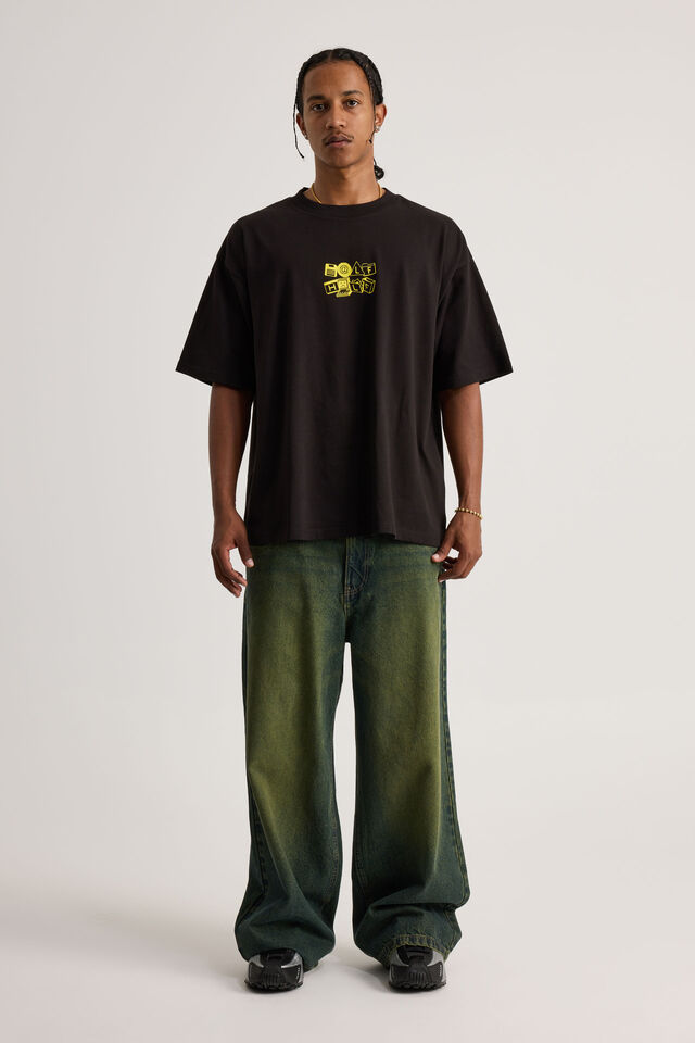 Half Half Heavyweight Box Fit Graphic Tshirt, HH BLACK/COMPUTER ICON