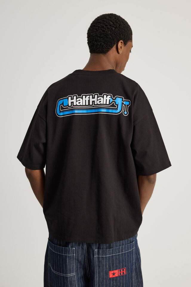 Half Half Heavyweight Box Fit Graphic Tshirt, HH BLACK/BOLT ON