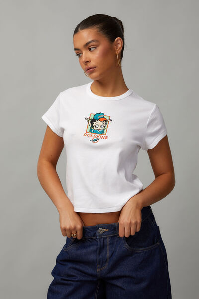 Lcn Nfl X Betty Slim Fit Graphic Tee, LCN NFL BBP / DOLPHINS WHITE