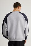 Half Half Panelled Crew, HH STEEL MARLE/ NAVY BLAZER STAR - alternate image 3
