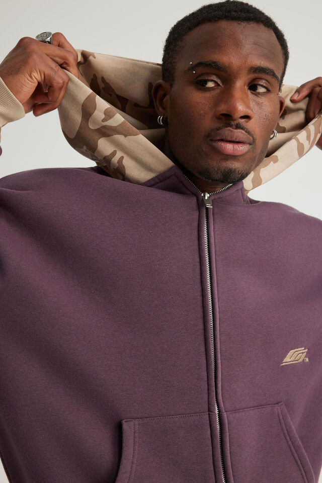Open Gallery Zip Thru Hoodie, OG FROZEN BERRY/ SPLICE