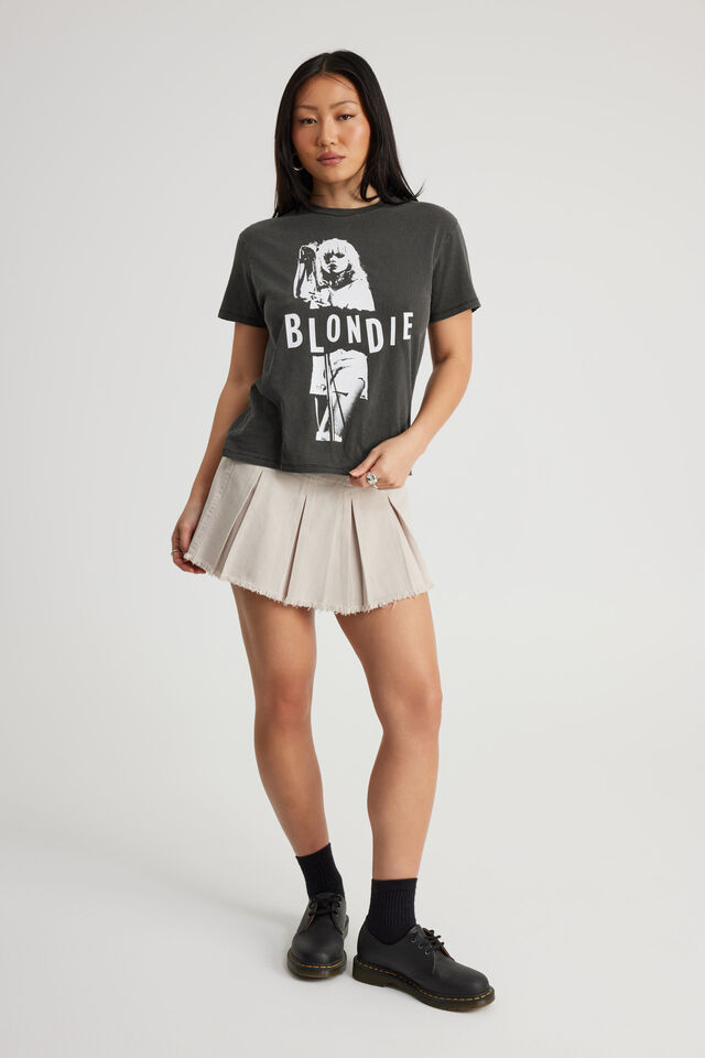 Music Merch Regular Tee, LCN EAS WASHED BLACK/BLONDIE STENCIL