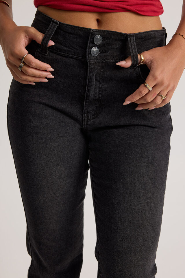 Stretch Bootleg Jean, WASHED BLACK