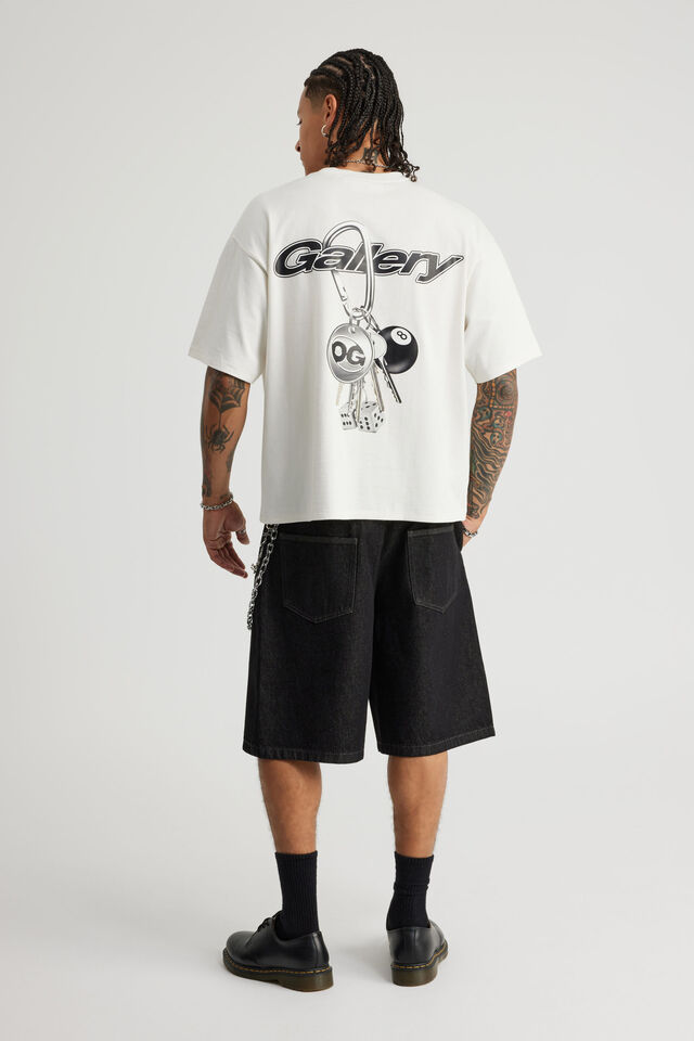 Open Gallery Baggy Denim Short, PLEATED BLACK RAW