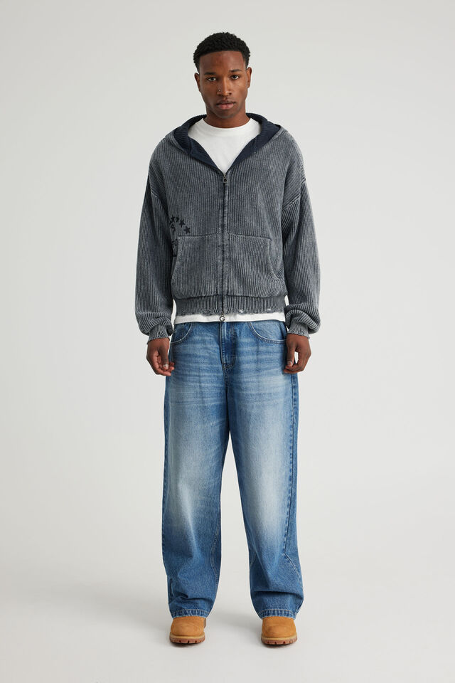 Open Gallery Knit Zip Through, OG SEAL/ETERNITY