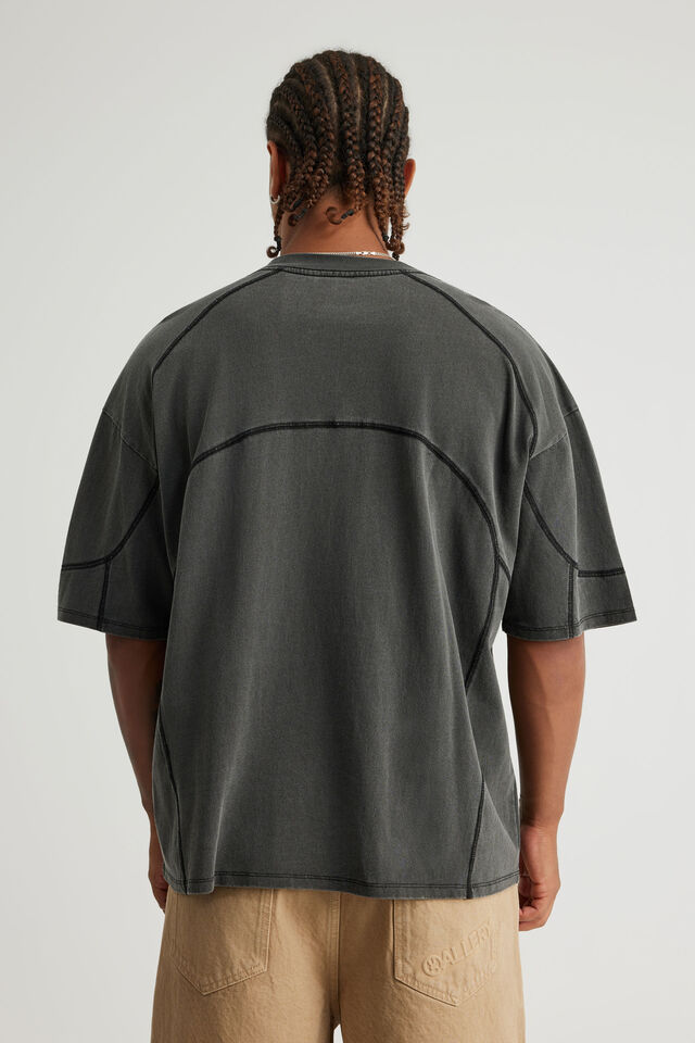 Notion Panelled Tshirt, NTN WASHED BLACK/CONTRAST