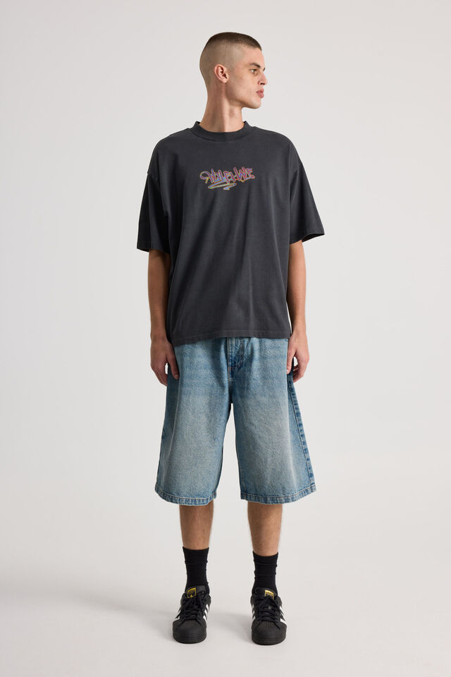 Half Half Heavyweight Box Fit Graphic Tshirt, HH WASHED SLATE/HEAT MAP