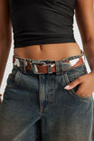 Cowhide Belt, BROWN/WHITE - alternate image 1