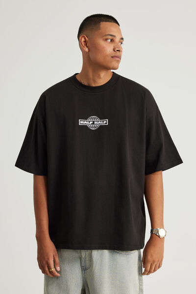 Half Half Heavyweight Box Fit Graphic Tshirt, HH BLACK/WORLDWIDE PILL