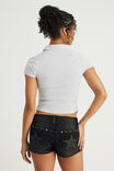 Short Sleeve Zip Through Shirt, WHITE PINSTRIPE - example image 3