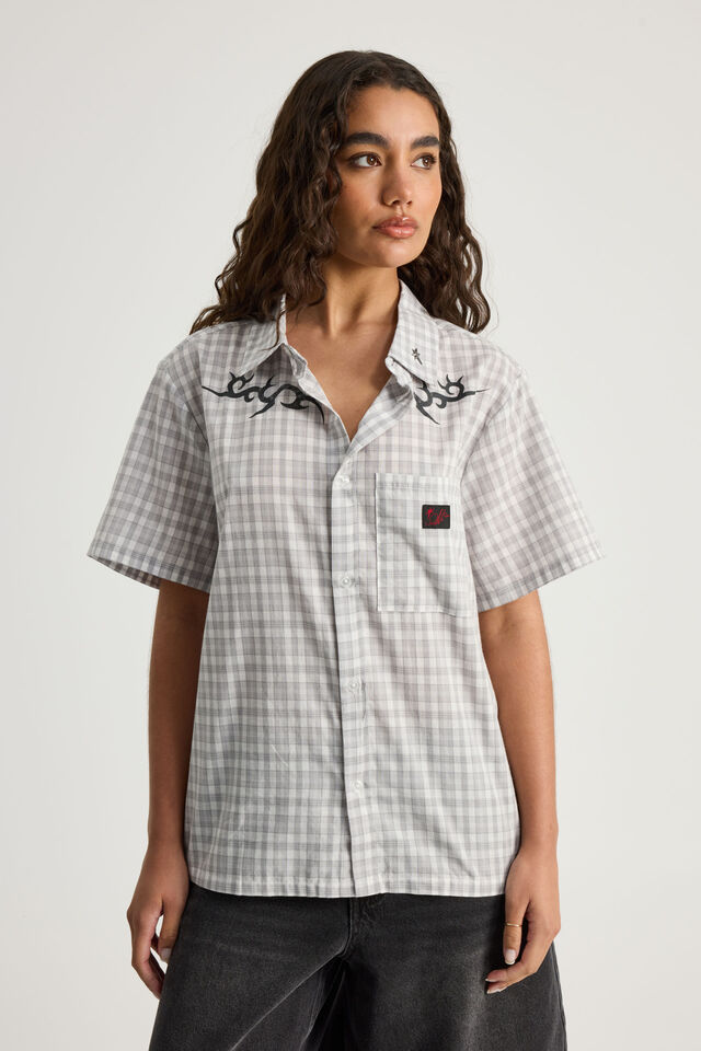Notion X Smolbrat Slim Button Up Shirt, LCN GANNE ART X NOTION CHECK