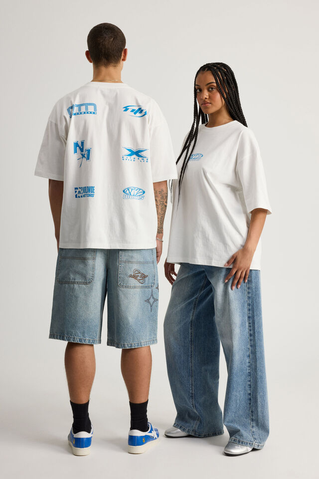 Notion Vintage Box Fit Graphic Tshirt, NTN CLOUD/LOGO COLLAGE