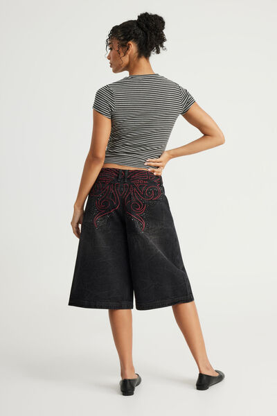 Mega Baggy Jort, BLACK/YOU RE MY BUTTERFLY