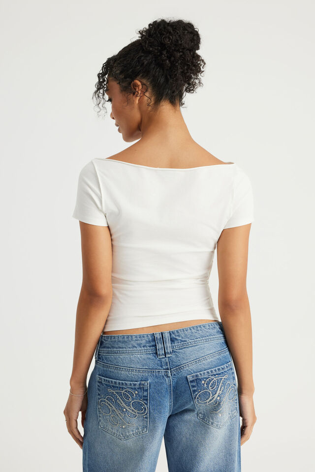 Boat Neck Graphic Tee, CLOUD / MATERIAL GIRL