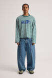 Open Gallery Cropped Long Sleeve Tshirt, OG PINE STRIPE/WOODMARK STARS - alternate image 2