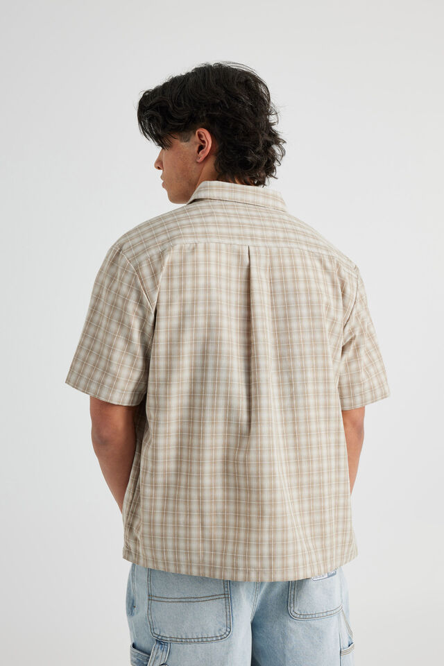 Short Sleeve Shirt, BEIGE CHECK