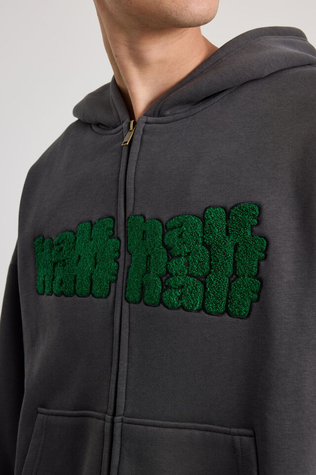 Half Half Zip Thru Hoodie, HH SLATE/HALF SHUFFLE