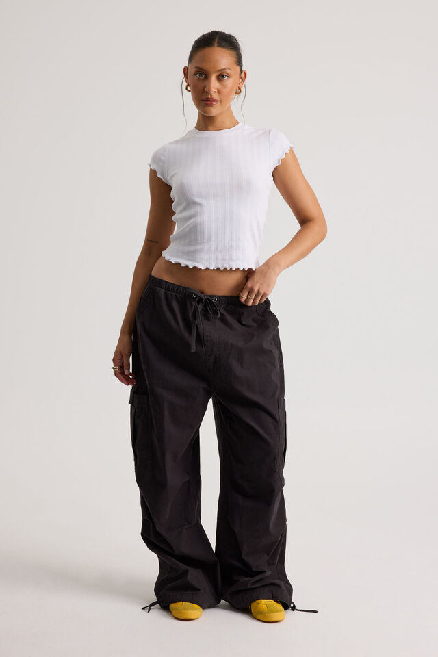 Riley Pointelle Top, WHITE