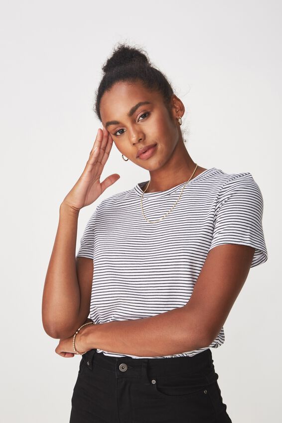 Basic T Shirt Stripe, FRANKIE STRIPE_BLACK/WHITE