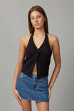 Dana Twist Front Halter Top, BLACK - alternate image 1