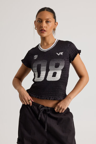 Shirred Fitted Sports Jersey, BLACK/08