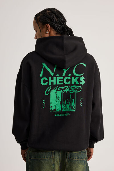 Half Half Hoodie, HH BLACK/CASH CHECKED