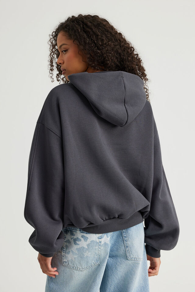 Music Merch Boxy Hoodie, LCN BRA SLATE/BEABADOOBEE CAT