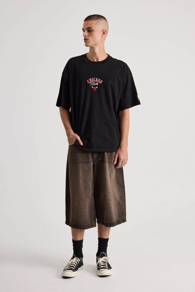 Box Fit Nba T Shirt, LCN NBA BLACK/CHICAGO BULLS CLASSIC SCRIPT