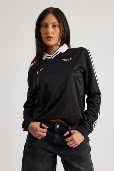 Long Sleeve Fitted Sports Jersey, BLACK/SPORTS & REC